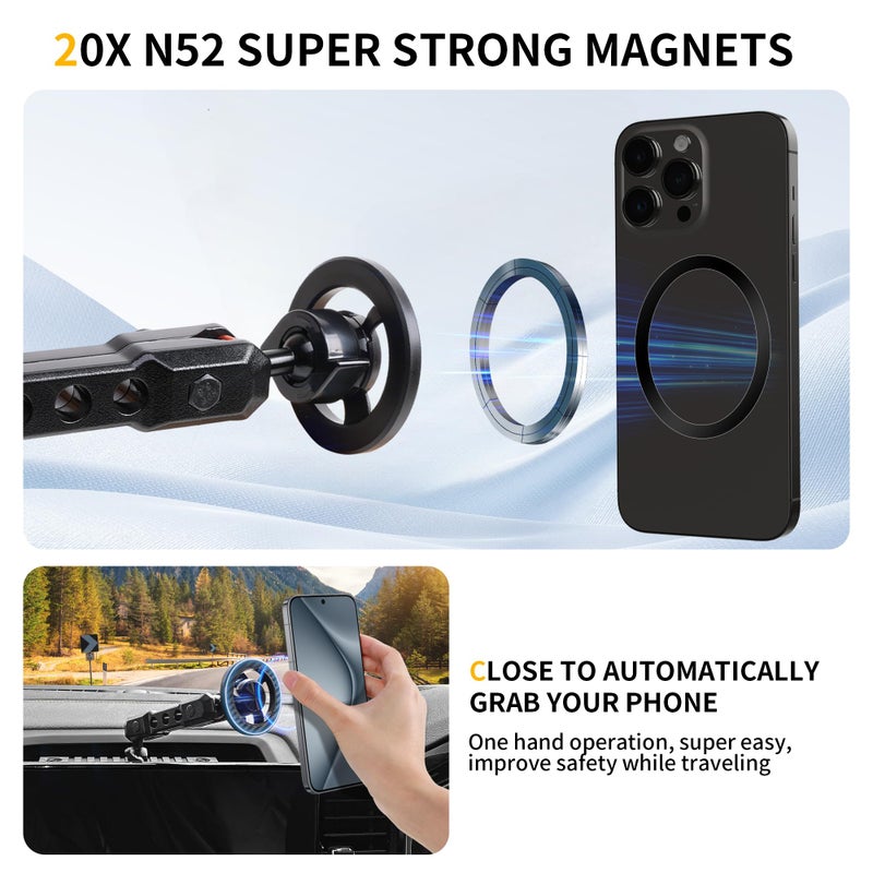 RERPRO Magnet Phone Mount Compatible with 2022-2026 Chevy Silverado/GMC Sierra 1500/2500/3500, for Magsafe Dash Cell Phone Holder for Chevrolet Silverado/GMC Sierra Accessories, 13.4" Touchscreen Only - Image 4