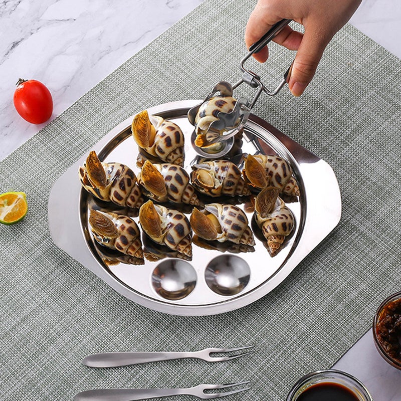 1 Set Stainless Steel Snail Plate Home Conch Plate Fork Clip Set Kitchen Gadget - Image 4