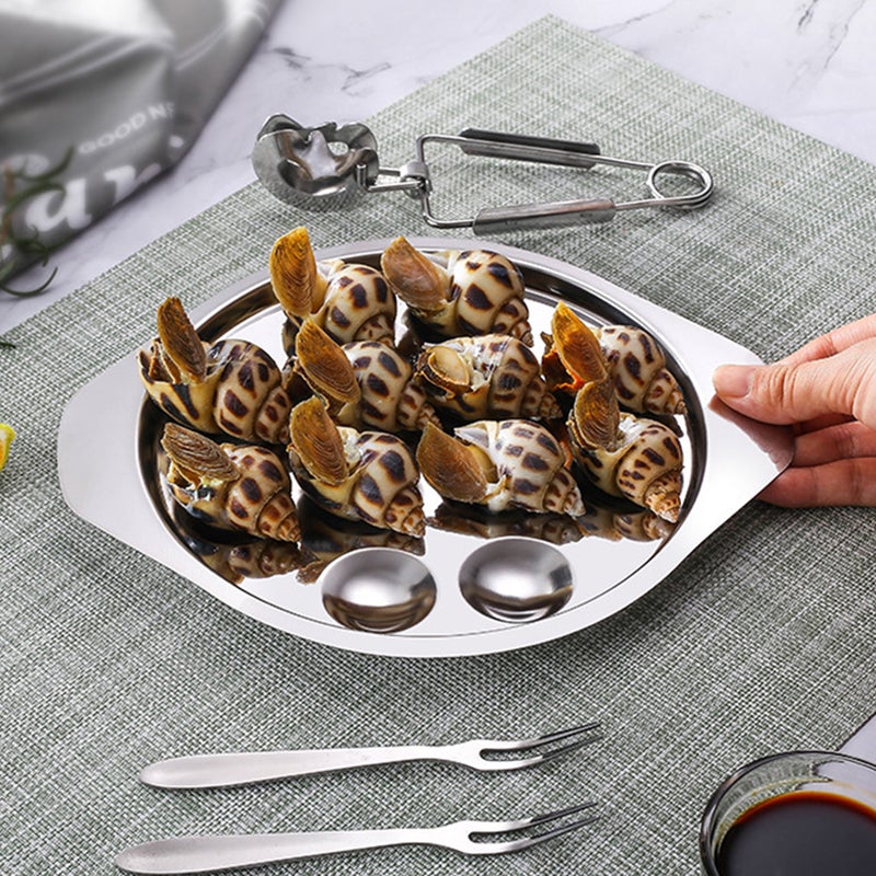 1 Set Stainless Steel Snail Plate Home Conch Plate Fork Clip Set Kitchen Gadget - Image 3