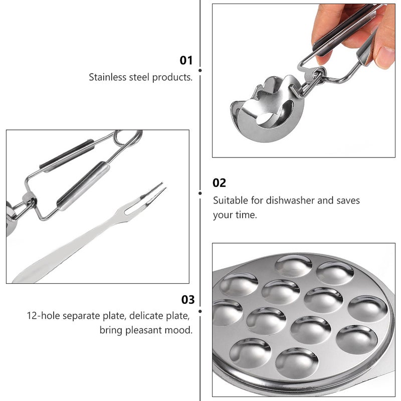1 Set Stainless Steel Snail Plate Home Conch Plate Fork Clip Set Kitchen Gadget - Image 2