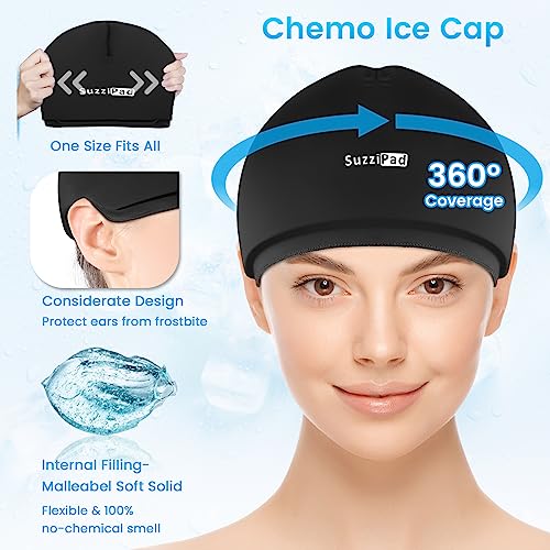 SuzziPad Ice Pack Stress Relief Cap & Cooling Socks & Cold Gloves for Chemotherapy, Comfort Items for Chemo Patients, Smoothe discomfort for feet, Head and Hand, S/M - Image 4