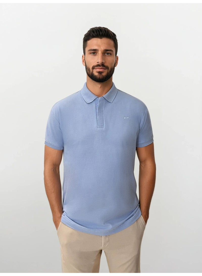The Founder &Co. Men Polo Shirt Short Sleeve Blue Bell Premium Pique Cotton Comfort Classic Polo Old Money  - Image 1