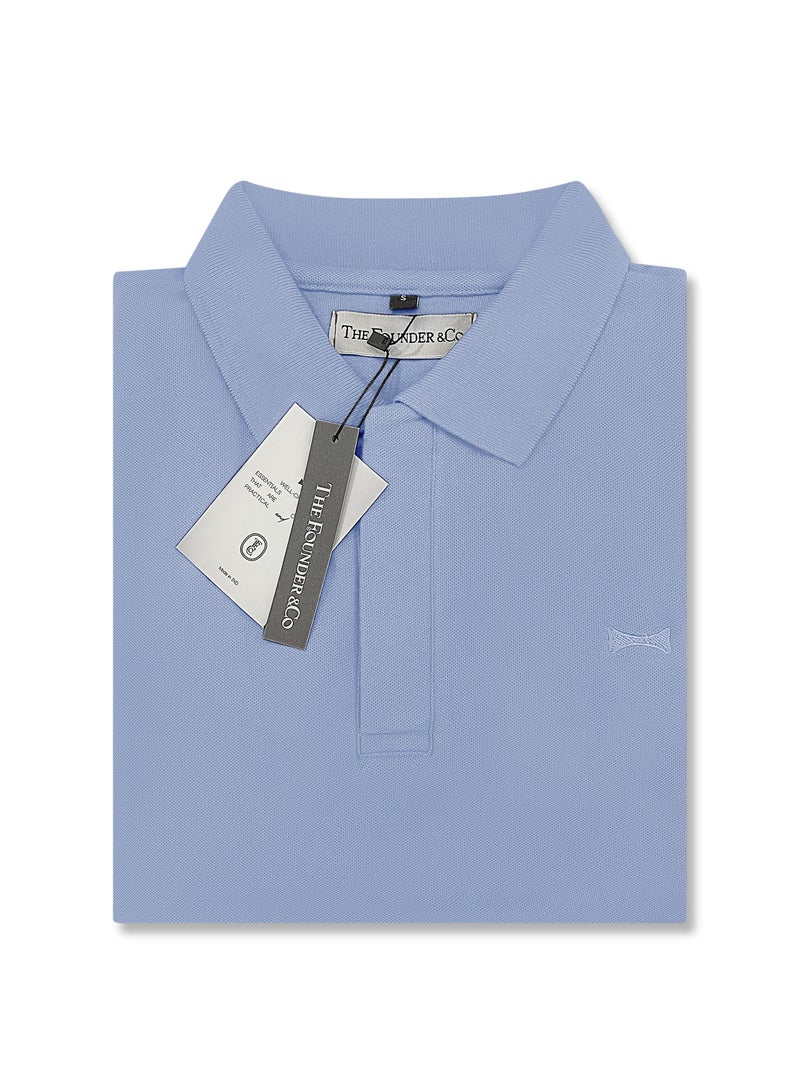 The Founder &Co. Men Polo Shirt Short Sleeve Blue Bell Premium Pique Cotton Comfort Classic Polo Old Money  - Image 2