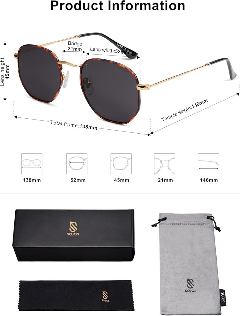 Sojos Square Polarized Sunglasses for Women Men Small Hexagonal Polygon Shades SJ1072 - Image 5