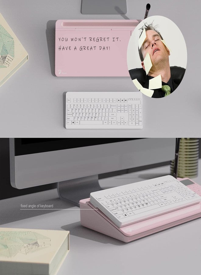 TOWON Desk Dry Erase Board with Detachable Calculator, Small Glass Desktop Whiteboard, Desktop whiteboard - Glass Dry Erase White Board- Desk Computer Buddy for Home Office Supply, Pink, 17 x 6 in - Image 4