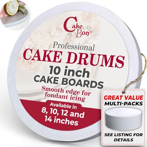 Cakebon Cake Boards  Sturdy 12 Thick Drums  10 Inch Professional Smooth Straight Edges White 1Pack