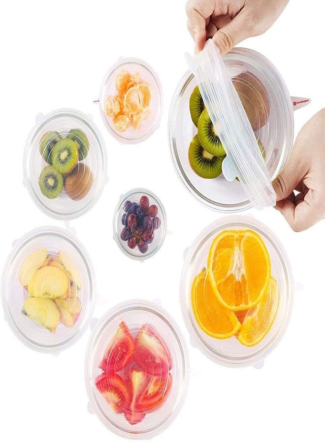 KASUMBI Microwave Safe Silicone Stretch Lids Reuseable Flexible Covers for Rectangle, Round, Square Bowls, Dishes, Plates, Cans, Jars, Glassware and Mugs (SET OF 6) - Image 1