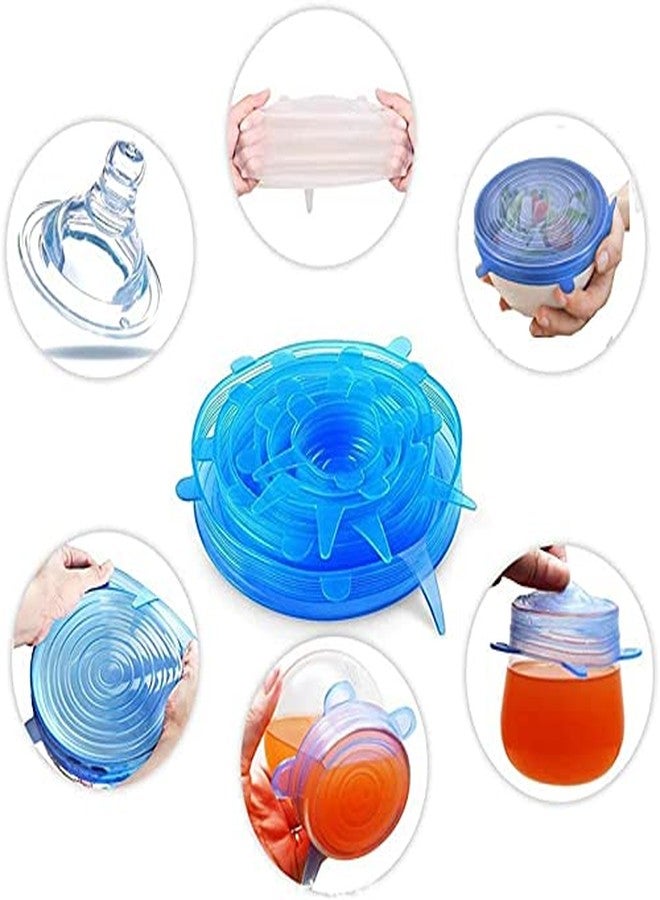 KASUMBI Microwave Safe Silicone Stretch Lids Reuseable Flexible Covers for Rectangle, Round, Square Bowls, Dishes, Plates, Cans, Jars, Glassware and Mugs (SET OF 6) - Image 5