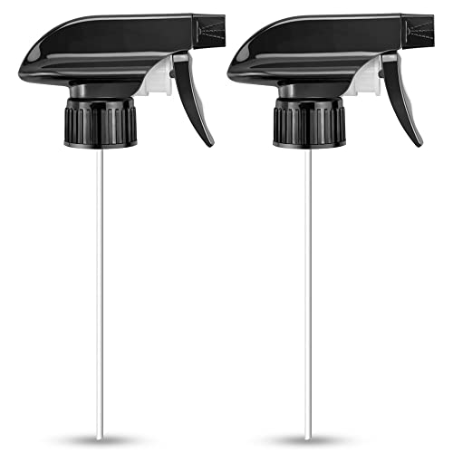 Wedama Spray Nozzle for 8 oz and 16 oz Glass Spray Bottles, Black Trigger Sprayers Replacement with Mist Stream Sprayer Adjustable Spray Bottle Nozzles - 2Pack - Image 1