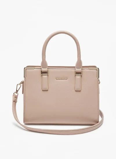 Flora Bella By Shoexpress Solid Tote Bag with Detachable Strap and Zip Closure