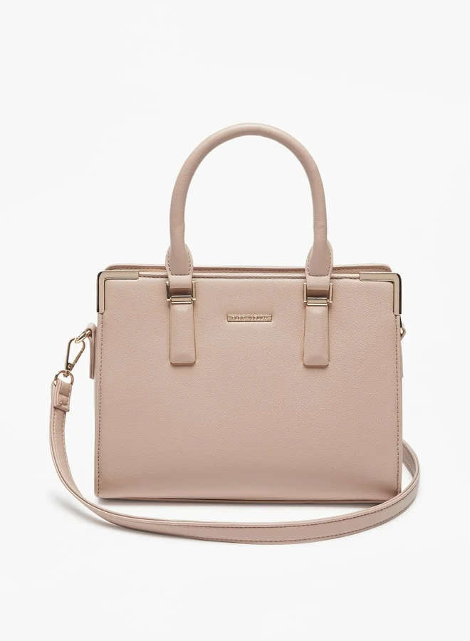 Flora Bella By Shoexpress Solid Tote Bag with Detachable Strap and Zip Closure