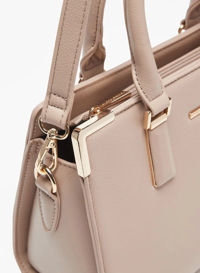 Flora Bella By Shoexpress Solid Tote Bag with Detachable Strap and Zip Closure
