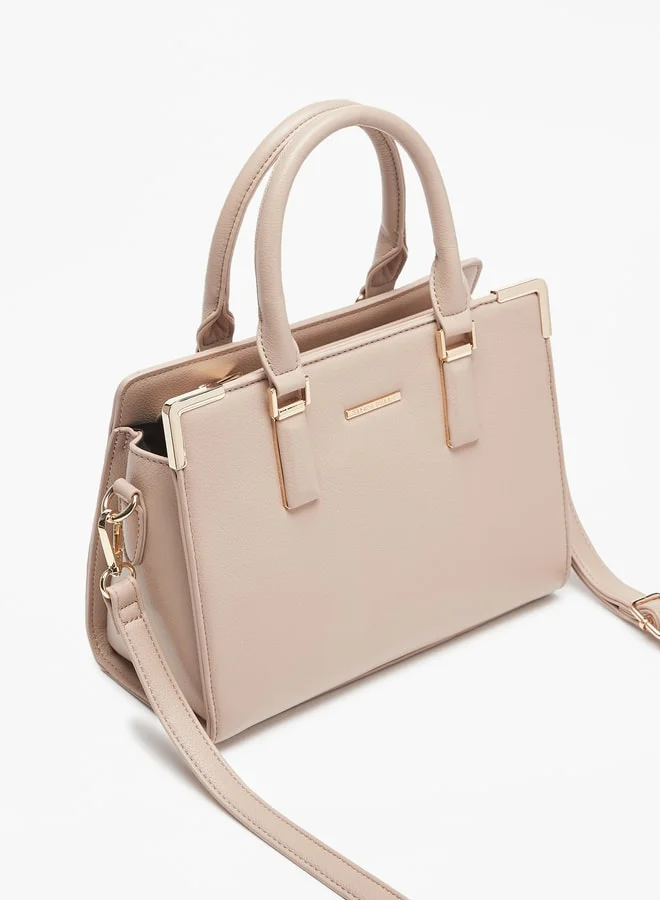 Flora Bella By Shoexpress Solid Tote Bag with Detachable Strap and Zip Closure