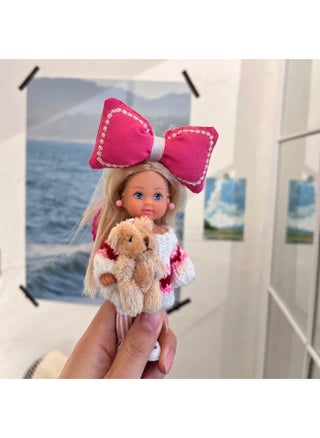 Pink Sweater Bear Plush Keychain