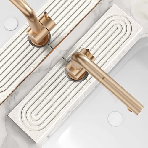 Eormoe Kitchen Sink Faucet Mat - 15.7in Diatomite Sink Protectors for Kitchen Sink, Stone Sink Splash Guard for Kitchen Counter Sink Accessories (Light Grey, 15.7'' x 3.9'') - Image 1