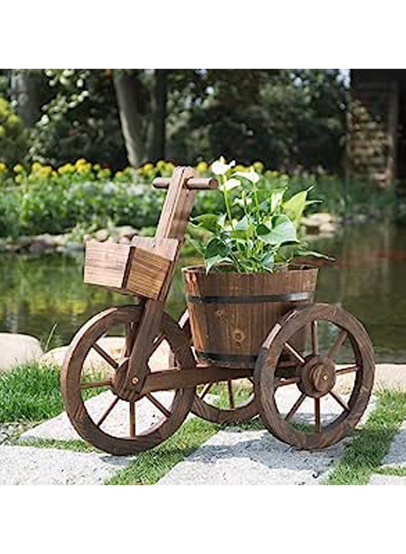 LINGWEI Wooden Cycle Shape Flower Pot Brown 66x58x32cm - Image 3