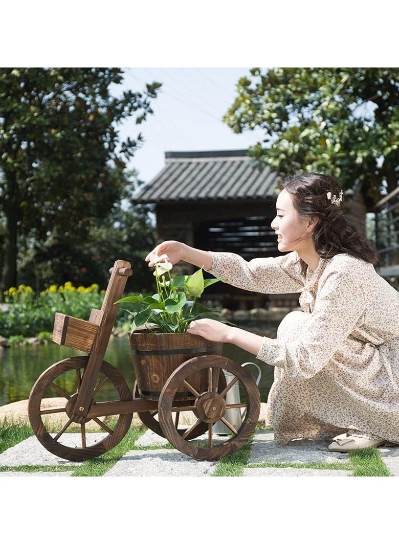 LINGWEI Wooden Cycle Shape Flower Pot Brown 66x58x32cm - Image 4