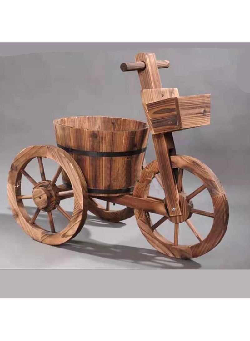 LINGWEI Wooden Cycle Shape Flower Pot Brown 66x58x32cm - Image 5