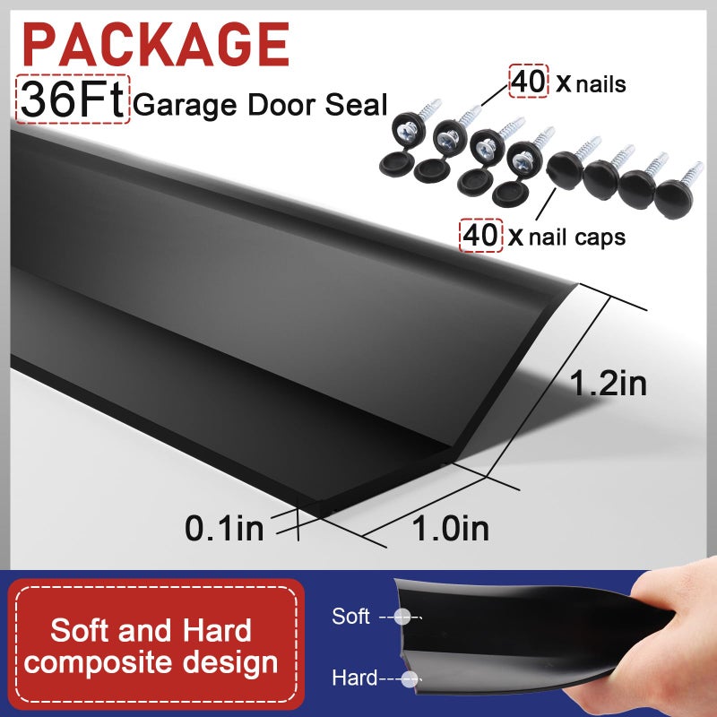 alophoty Garage Door Seal Top and Sides - 36 Ft Garage Door Weather Stripping Side Seal, Heavy Duty Weatherproof TPE, Insulates, Prevents Drafts, Easy Installation for Homeowners and DIYers - Image 4
