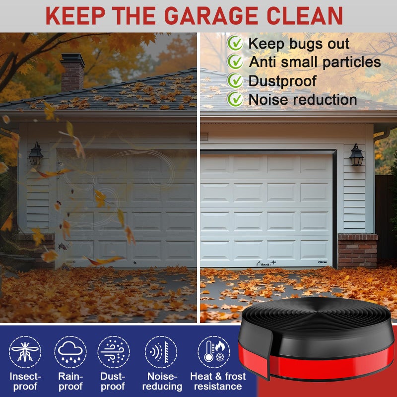 alophoty Garage Door Seal Top and Sides - 36 Ft Garage Door Weather Stripping Side Seal, Heavy Duty Weatherproof TPE, Insulates, Prevents Drafts, Easy Installation for Homeowners and DIYers - Image 2