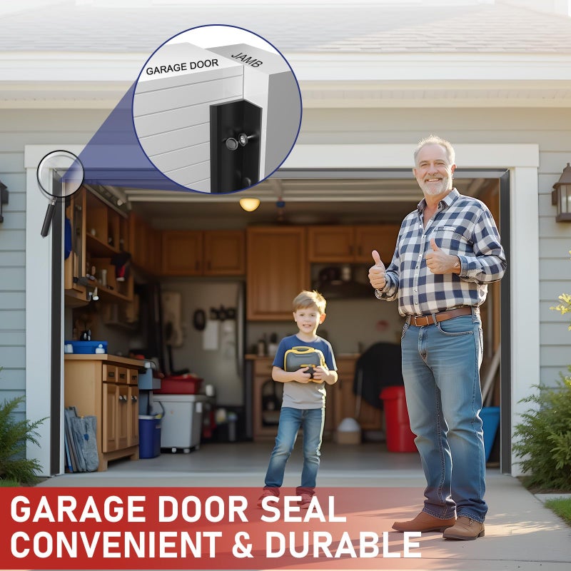 alophoty Garage Door Seal Top and Sides - 36 Ft Garage Door Weather Stripping Side Seal, Heavy Duty Weatherproof TPE, Insulates, Prevents Drafts, Easy Installation for Homeowners and DIYers - Image 3