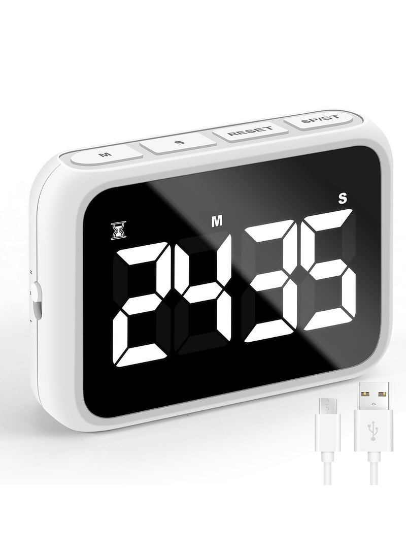 SOLARAE Kitchen Timer Loud Digital, USB Rechargeable with Large LCD Display & Adjustable Loud Alarm, Digital Timer, Egg Timer, Kitchen Timers for Cooking, Timer for Kids, Ideal Magnetic TimerDesk Timer - Image 1