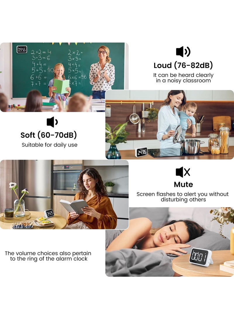 SOLARAE Kitchen Timer Loud Digital, USB Rechargeable with Large LCD Display & Adjustable Loud Alarm, Digital Timer, Egg Timer, Kitchen Timers for Cooking, Timer for Kids, Ideal Magnetic TimerDesk Timer - Image 4