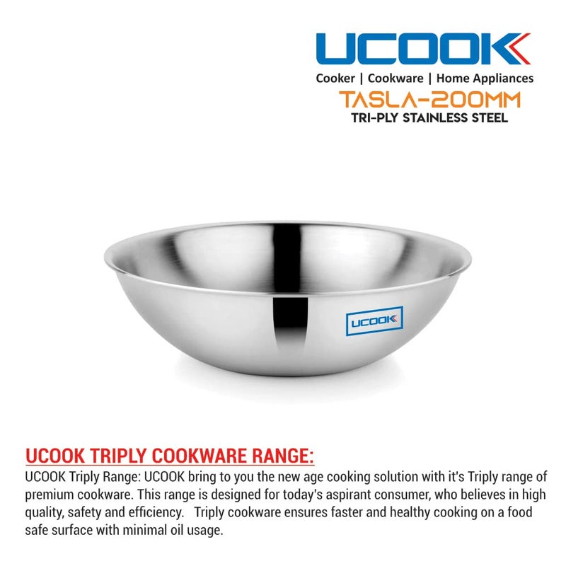 UCOOK Stainless Steel Triply Tasla 200mm155 Litre Steel Grey - Image 4