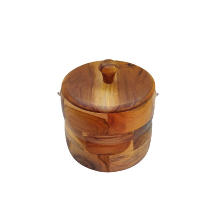 Sakar Double Walled Insulated Plastic Interior Out Side Wooden Finish Ice Bucket Box for Home Bar Restaurant and Gift Set - Image 1