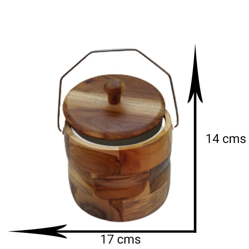Sakar Double Walled Insulated Plastic Interior Out Side Wooden Finish Ice Bucket Box for Home Bar Restaurant and Gift Set - Image 2