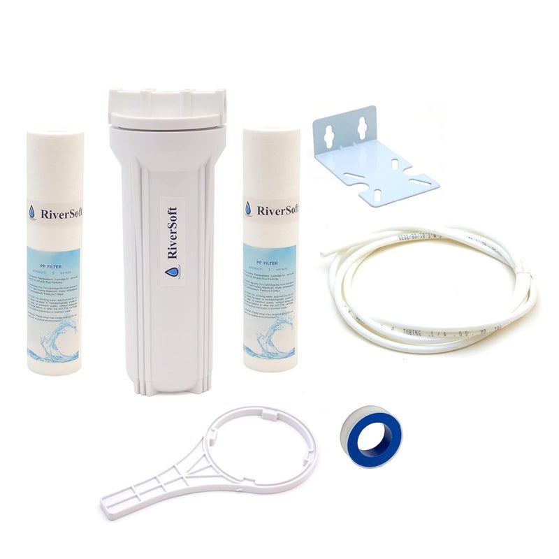 RiverSoft PreRO-6 RO prefilter Heavy housing Assembly for high Pressure with Spare Spun Cartridge| Compatible with All RO Water Purifier (White, PP) - Image 4