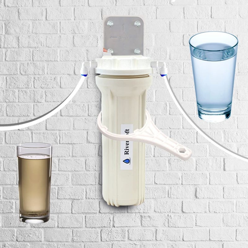 RiverSoft PreRO-6 RO prefilter Heavy housing Assembly for high Pressure with Spare Spun Cartridge| Compatible with All RO Water Purifier (White, PP) - Image 3