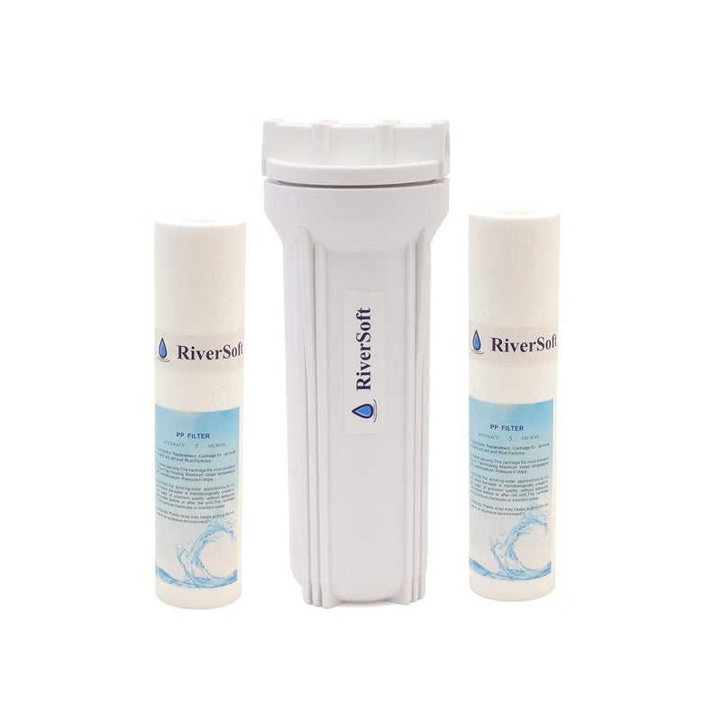 RiverSoft PreRO-6 RO prefilter Heavy housing Assembly for high Pressure with Spare Spun Cartridge| Compatible with All RO Water Purifier (White, PP) - Image 5