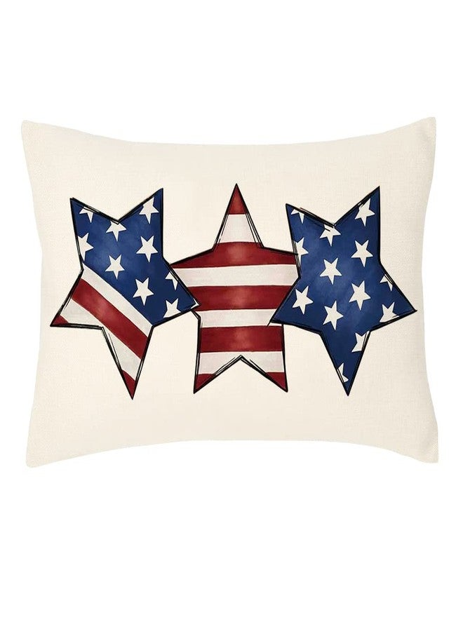 RABUSOFA 4th of July Decorations Pillow Covers 12x20,Single Memorial Day Independence Day Pillows Decorative Throw Pillows,America Star Patriotic Pillow Cases Lumbar Decor(7-12) - Image 1