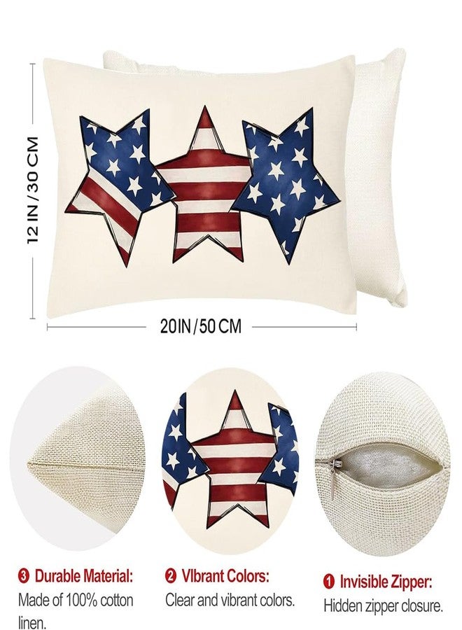 RABUSOFA 4th of July Decorations Pillow Covers 12x20,Single Memorial Day Independence Day Pillows Decorative Throw Pillows,America Star Patriotic Pillow Cases Lumbar Decor(7-12) - Image 5