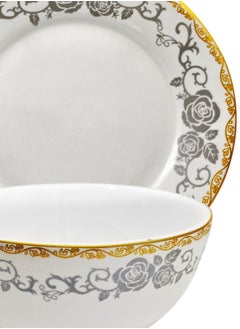 nihao 18 Piece High Quality Porcelain Dinner Set- Includes 6*10 inch Plates, 6*8 inch Plates, 6*4.5 Inch Vegetable Bowls, Ceramic Dinnerware Sets, Microwaveable and Freezer-Friendly/ Eco-Friendly and Food-Grade  - Image 2