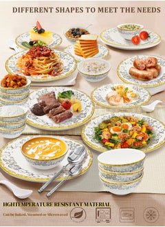 nihao 18 Piece High Quality Porcelain Dinner Set- Includes 6*10 inch Plates, 6*8 inch Plates, 6*4.5 Inch Vegetable Bowls, Ceramic Dinnerware Sets, Microwaveable and Freezer-Friendly/ Eco-Friendly and Food-Grade  - Image 4