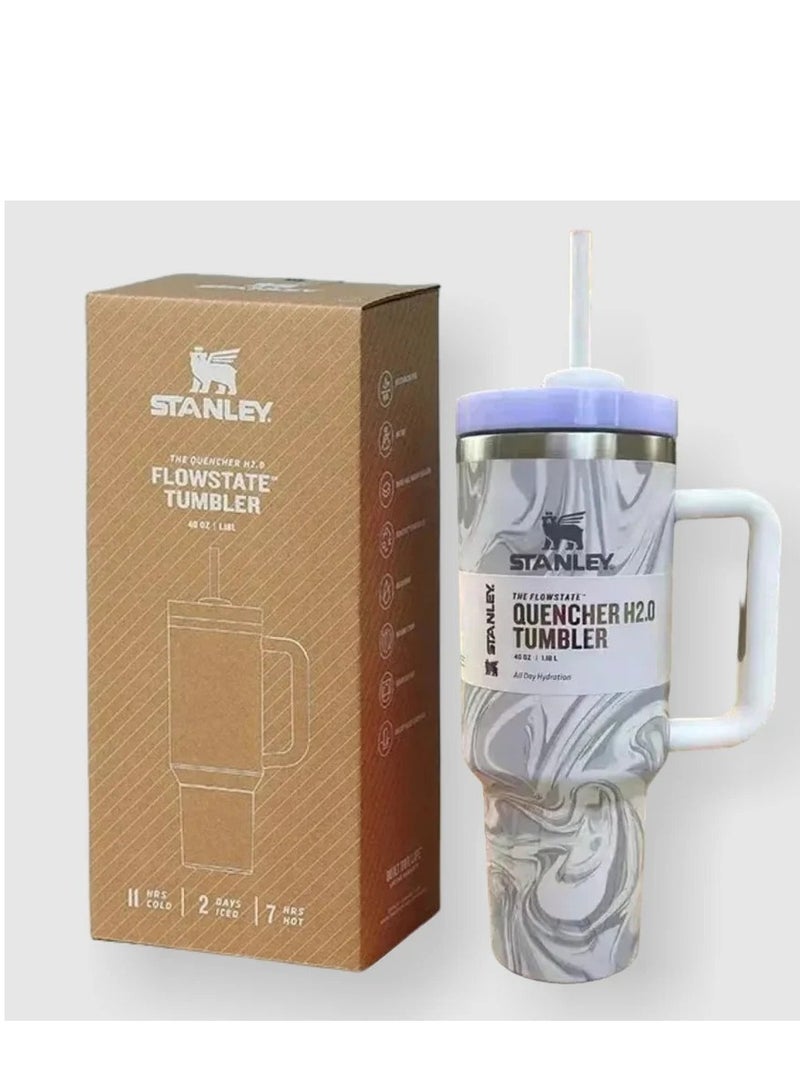 Stanley 2-Pack Quencher H2.0 FlowState 40oz Stainless Steel Vacuum Insulated Tumblers with Leak-Resistant Lid and Straw – Rose Quartz & Swirl Travel Mugs – Double-Walled, Durable, BPA-Free – Keeps Drinks Hot for 7 Hours or Cold for 24 Hours – Ideal for Gym, Travel, Office Hydration - Image 5