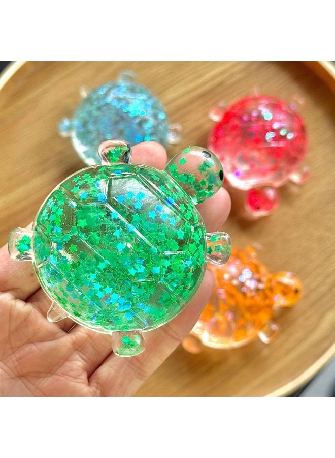 Green Turtle Squishy Fidget Toy, Sparkling Star Filled Squeeze Ball for Sensory Play - Image 5