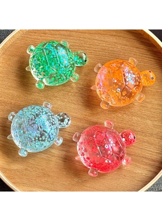 Green Turtle Squishy Fidget Toy, Sparkling Star Filled Squeeze Ball for Sensory Play - Image 4