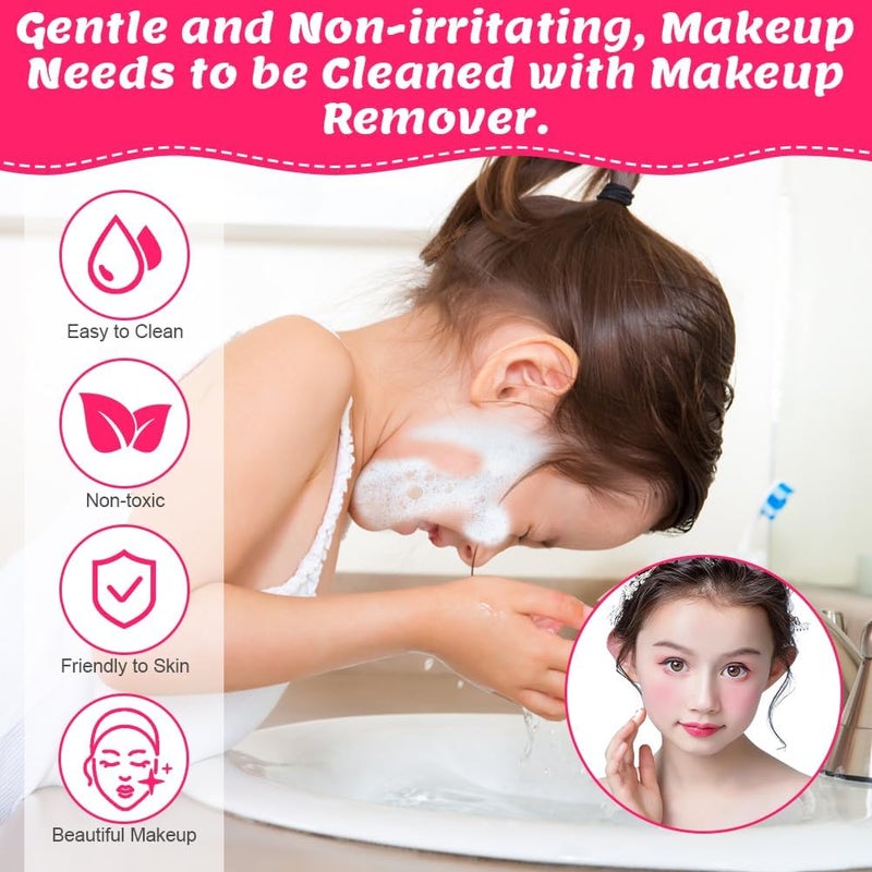 18 Colors Kids Makeup Sets for Girls Washable Children's Make Up Kit with Mirror Non-Toxic Cosmetic Beauty Set Gift for Kids Princess Pretend Play Games Toys Birthday Presents Matte - Image 4