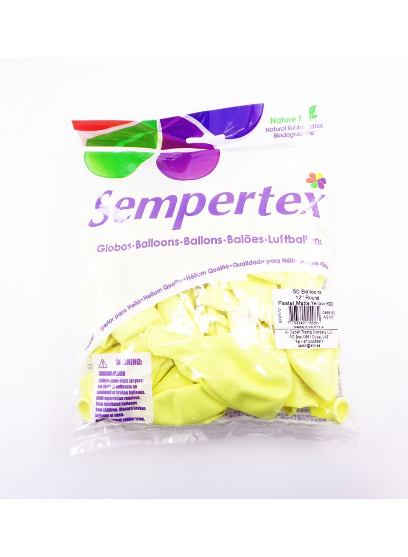 Sempertex 50pcs Paste Matter Yellow color Balloon for home and  Party Decoration - Image 2