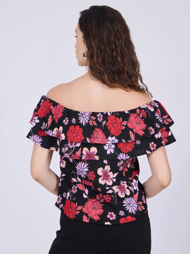 Outzidr  Black Off Shoulder Top for Women | Best Price UAE