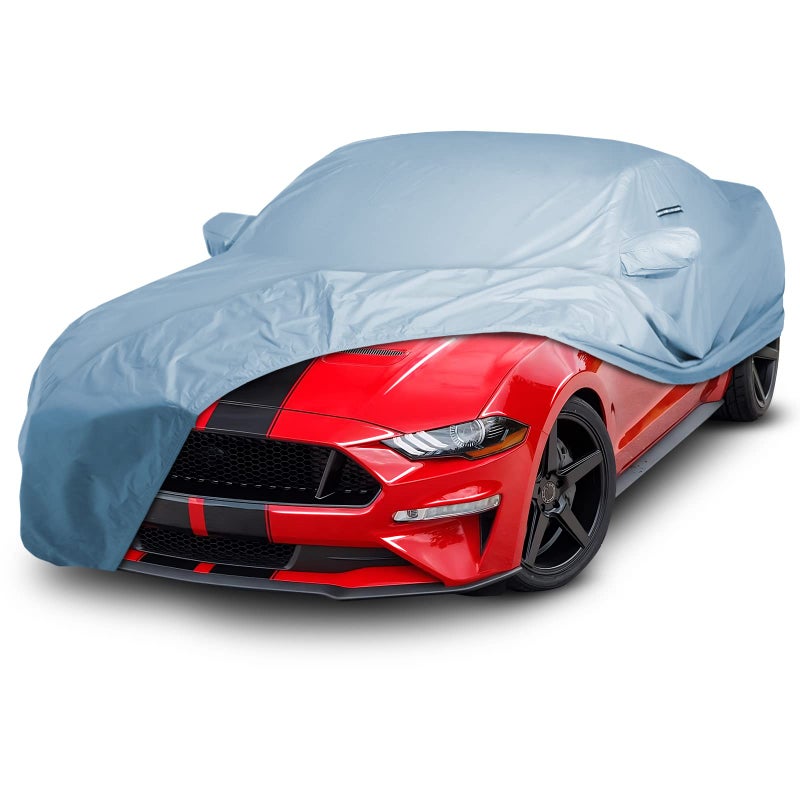 غطاء سيارة مخصص iCarCover لسيارة فورد موستانج كوبيه قابلة للتحويل GT Ecoboost Mach 1 Saleen 2005-2025 مقاوم للماء لجميع الأحوال الجوية حماية من المطر والثلج والأشعة فوق البنفسجية غطاء سيارة كامل داخلي وخارجي