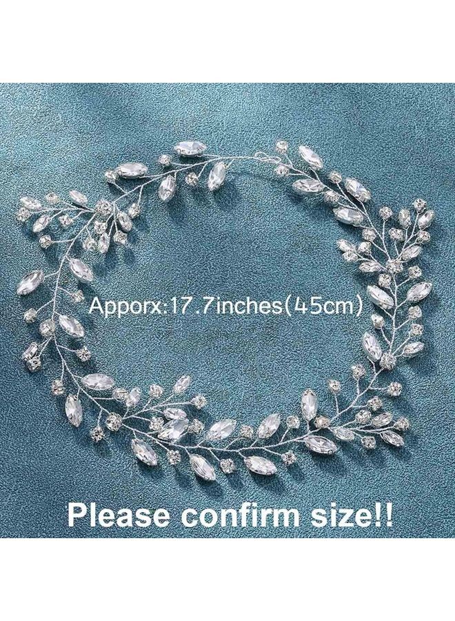 Unicra Bride Wedding Rhinestone Hair Vine Bridal Silver Hair Piece Crystal Headband Hair Accessories for Women and Girls (17.7inches) (Silver) - Image 4