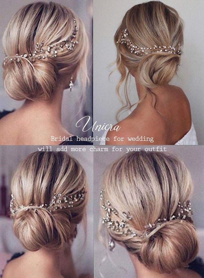 Unicra Bride Wedding Rhinestone Hair Vine Bridal Silver Hair Piece Crystal Headband Hair Accessories for Women and Girls (17.7inches) (Silver) - Image 3