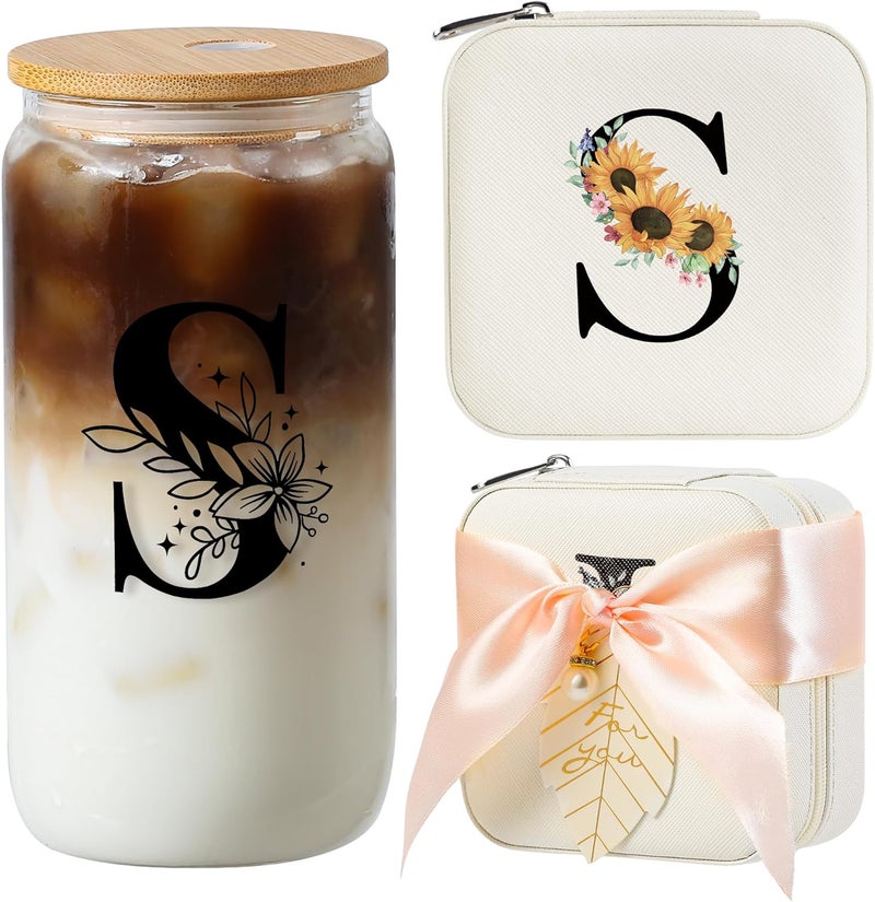 AYGXU Initial Glass Cup and Jewelry Box Set - Image 1