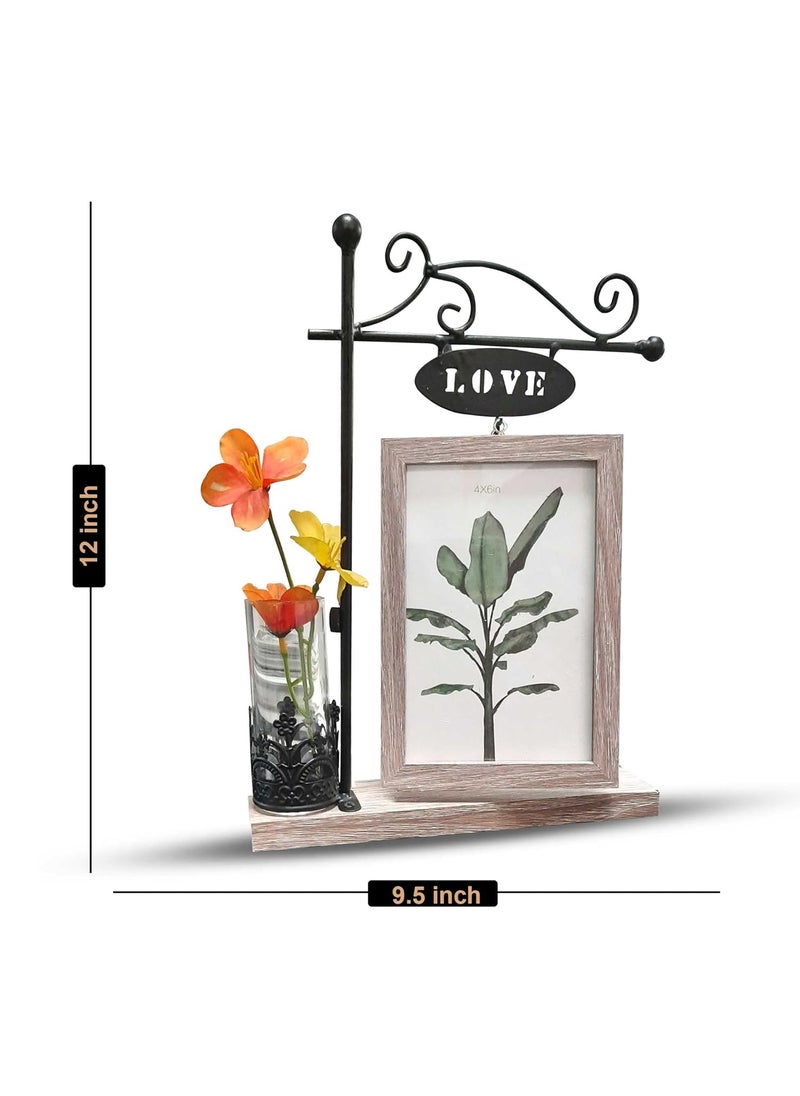 Art Street Art Street rotating Love photo frame with flower vase for gifting - Valentine Day (4X6)  - Image 3