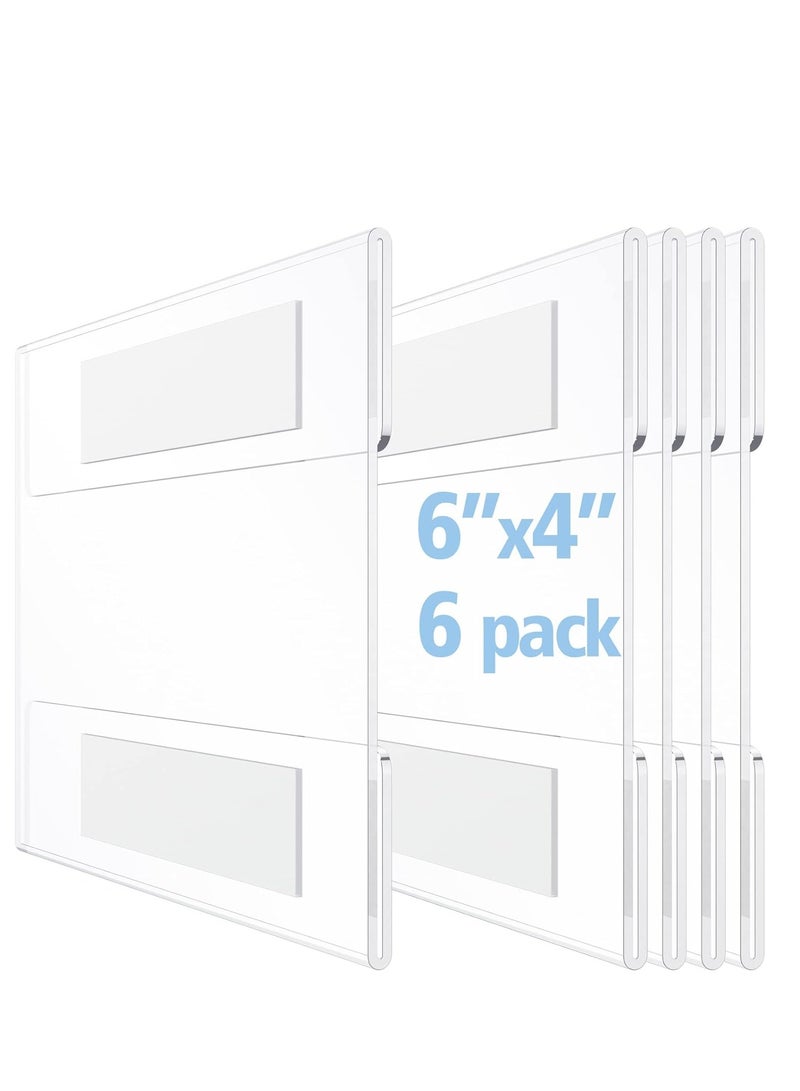 SYOSI Wall Mount Acrylic Sign Holder 6 Pack, 6x4" Clear Wall Frame with Double Sided Adhesive Tape for Office, Home, Store, Restaurant, No Drilling, Clear Paper Holder for Displaying Document Flyer Poster - Image 1
