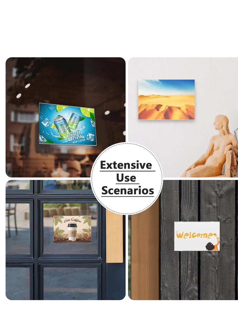 SYOSI Wall Mount Acrylic Sign Holder 6 Pack, 6x4" Clear Wall Frame with Double Sided Adhesive Tape for Office, Home, Store, Restaurant, No Drilling, Clear Paper Holder for Displaying Document Flyer Poster - Image 4